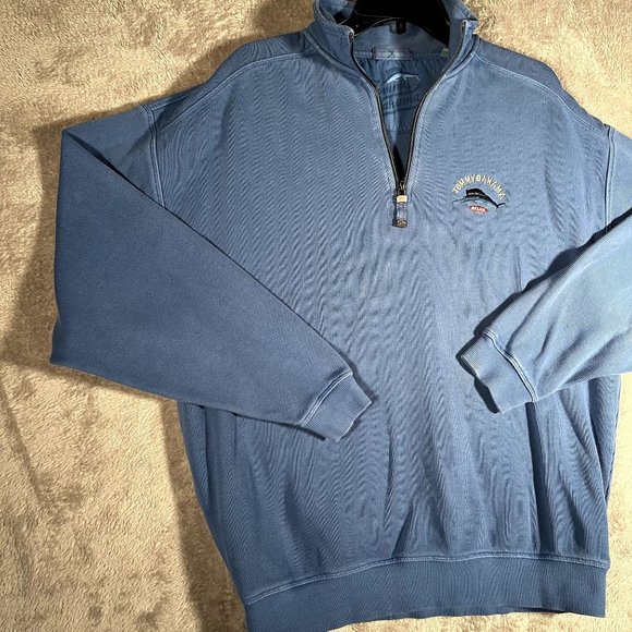 Tommy Bahama 1/4 Zip Sweater Men's Medium Blue Sweater - Picture 2 of 9
